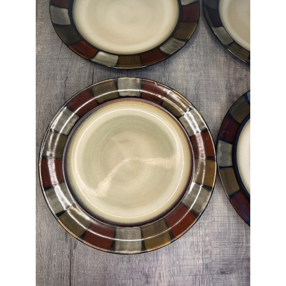 Pfaltzgraff Everyday Taos Dinner Plates Set of 6 Brown Tan Grey 11" Stoneware